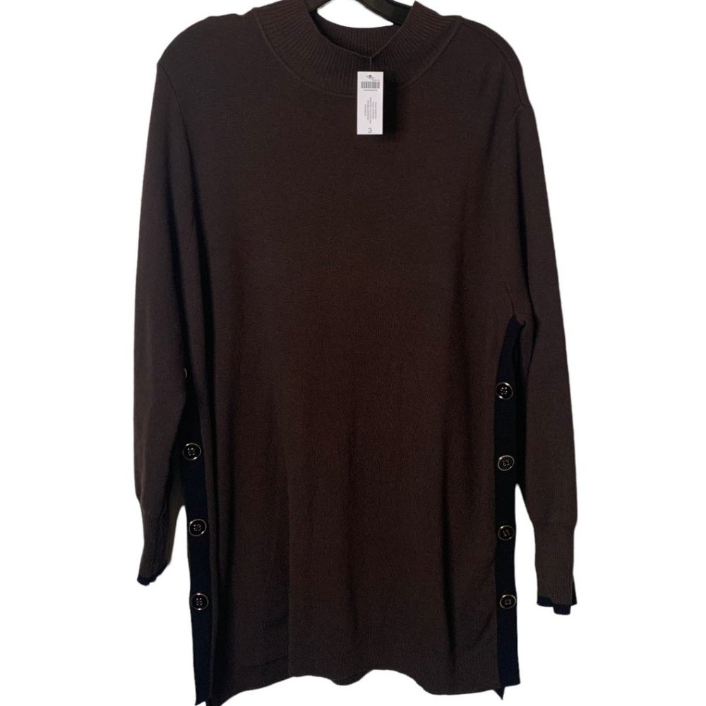 Chico's Side Button Tunic Sweater With Contrastin… - image 1